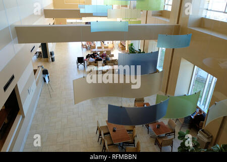 View of an office building's dining area from above. Stock Photo
