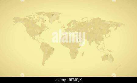 Golden polygonal world map or global cartography vector illustration Stock Vector