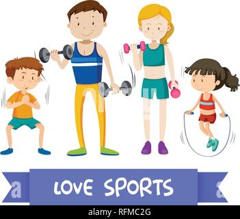 Group of sport family illustration Stock Vector