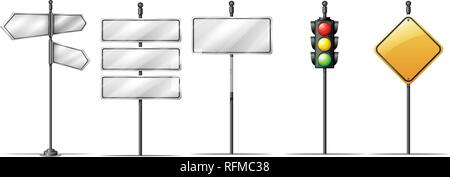 Set of traffic direction board illustration Stock Vector