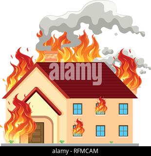 Isolated modern house on fire illustration Stock Vector Image & Art - Alamy