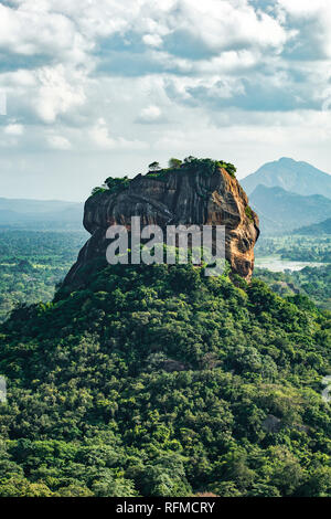 Spectacular view of the Lion rock surrounded by green rich vegetation. Stock Photo