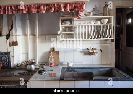 Old kitchen in a working-class neighborhood of Legazpi in the iron valley Stock Photo