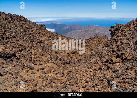 Lava deposits on top and valley of the Teide volcano. Tenerife. Canary Islands. Spain. Stock Photo