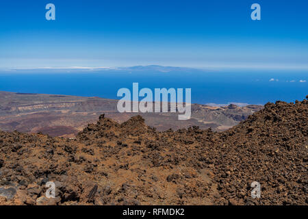 Lava deposits on top and valley of the Teide volcano. Tenerife. Canary Islands. Spain. Stock Photo