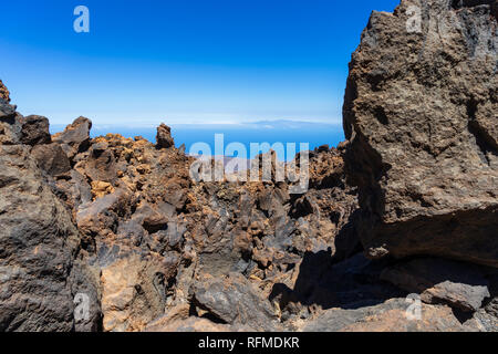 Lava deposits on top and valley of the Teide volcano. Tenerife. Canary Islands. Spain. Stock Photo