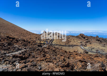 Lava deposits on top and valley of the Teide volcano. Tenerife. Canary Islands. Spain. Stock Photo