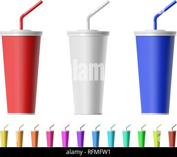 Fast food cup with straw Stock Vector