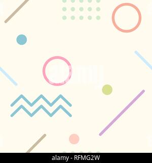 Abstrac background seamless pattern with geometrical lines and shape in light colors. Cream background. Vector illustration. Stock Vector