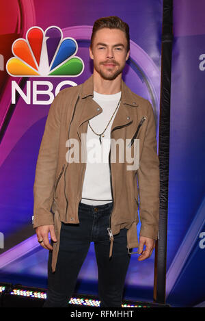 Derek Hough attends NBC's New York Mid Season Press Junket at Four Seasons Hotel New York on January 24, 2019 in New York City. Stock Photo