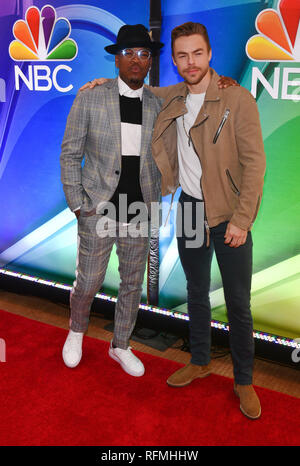 NE-YO and Derek Hough attends NBC's New York Mid Season Press Junket at Four Seasons Hotel New York on January 24, 2019 in New York City. Stock Photo