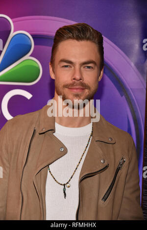 Derek Hough attends NBC's New York Mid Season Press Junket at Four Seasons Hotel New York on January 24, 2019 in New York City. Stock Photo