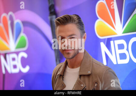 Derek Hough attends NBC's New York Mid Season Press Junket at Four Seasons Hotel New York on January 24, 2019 in New York City. Stock Photo