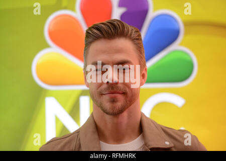 Derek Hough attends NBC's New York Mid Season Press Junket at Four Seasons Hotel New York on January 24, 2019 in New York City. Stock Photo