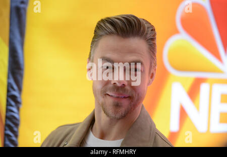 Derek Hough attends NBC's New York Mid Season Press Junket at Four Seasons Hotel New York on January 24, 2019 in New York City. Stock Photo