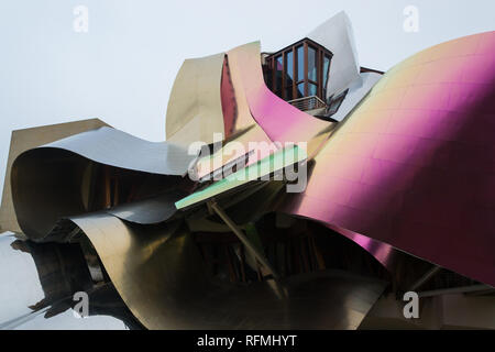 ELCIEGO, SPAIN - NOVEMBER 8, 2015: Marques de Riscal luxury winery and hotel, designed by Frank Gehry Stock Photo