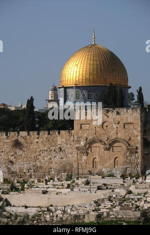 A view of the sealed Golden Gate at the old city's walls in Jerusalem ...