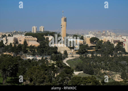 View of the Hebrew University of Jerusalem, Israel's second-oldest university, established in 1918 situated on Mount Scopus, Jerusalem Israel Stock Photo