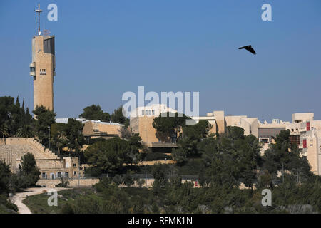 View of the Hebrew University of Jerusalem, Israel's second-oldest university, established in 1918 situated on Mount Scopus, Jerusalem Israel Stock Photo