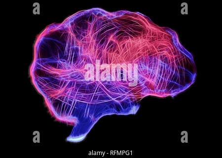 Representation of human brain by light painting technique Stock Photo