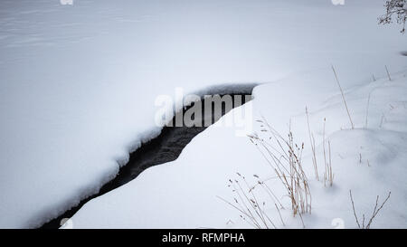 Frozen creek with partial opening Clear Creek Canyon, Colorado USA January 12,2019 Stock Photo