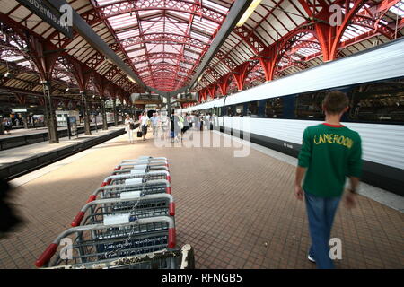 trains, stations, passenger and travellers  in Copenhagen Stock Photo