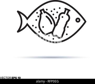 Fish line icon outline Royalty Free Vector Image