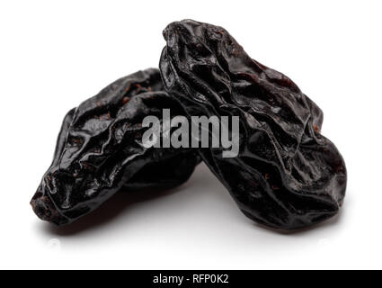 Black raisins isolated on white background Stock Photo