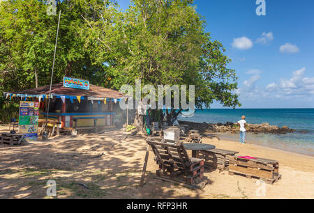 Marie's Shack and bar, Reduit Beach Rodney Bay, Saint Lucia, Caribbean. Stock Photo