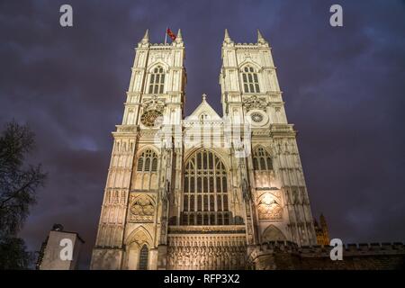 Westminster Abbey at dusk, London, Great Britain Stock Photo