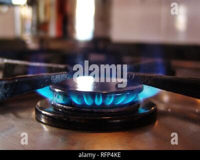 Gas stove, flame Stock Photo