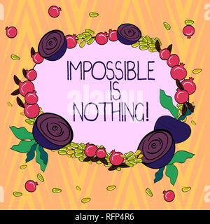 Conceptual hand writing showing Impossible Is Nothing. Business photo text Something which is very difficult to accomplish Floral Wreath made of Tiny  Stock Photo