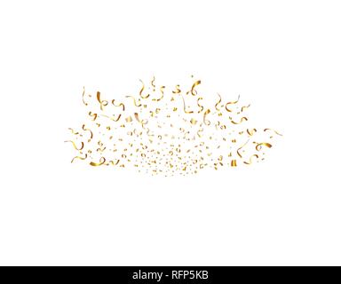 Confetti isolated on white background. Golden ribbons. Festive vector illustration Stock Vector