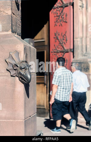 Dragon Gargoyle Sculpture near the main entrance of Strasbourg Cathedral, France Stock Photo