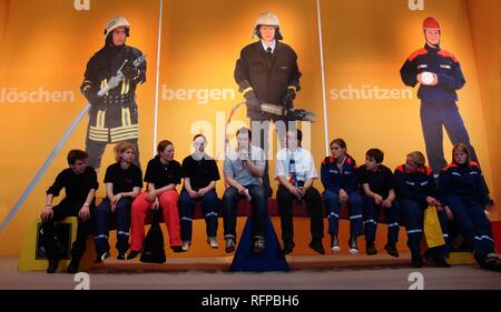 DEU, Federal Republic of Germany, Hannover : Promotion for recruiting new members for volounteer fire services and help Stock Photo