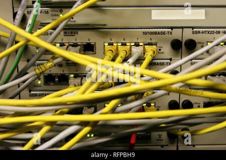 DEU, Germany : Cable of a computer server center of a company. Stock Photo