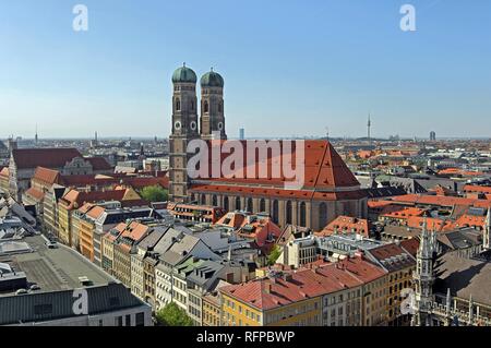 Panorama with church Frauenkirche, Munich, Bavaria, Germany Stock Photo