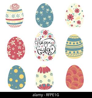 set of colorful pattern Easter egg flat vector Stock Vector