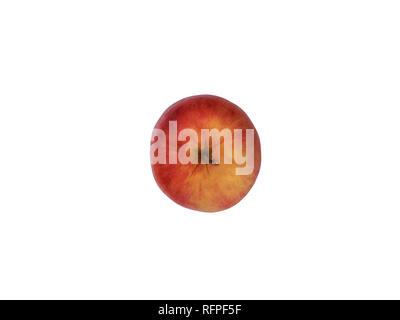 Red-Yellow apple, view from above, isolated on white background Stock Photo