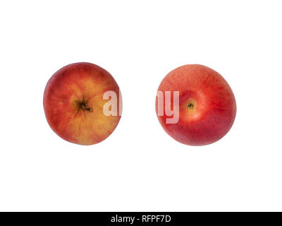 Red-Yellow apple, view from above and bottom view, isolated on white background Stock Photo