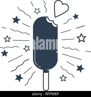 chocolate ice-cream. Black and white icon, silhouette Stock Vector