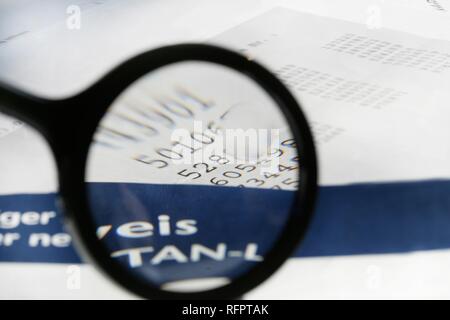 DEU, Germany : TAN numbers, Trans action numbers, security code number for the use of internet banking. Symbolic photo economy Stock Photo