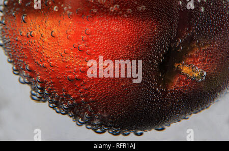 Apple submerged in fizzy water Stock Photo