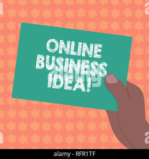 Writing note showing Online Business Idea. Business photo showcasing Online concept that can be used for financial gain Drawn Hu analysis Hand Holding Stock Photo