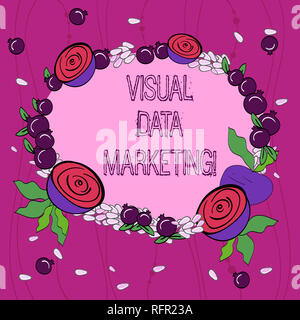 Conceptual hand writing showing Visual Data Marketing. Business photo showcasing Use images to convey information in visual format Floral Wreath made  Stock Photo