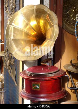 Old gramophone, Plaka, Athens, Greece Stock Photo