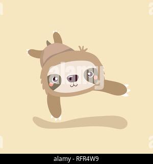 cute sloth on pastel background. Stock Vector