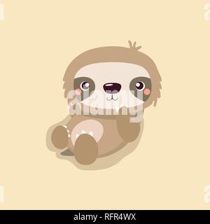 cute sloth on pastel background. Stock Vector