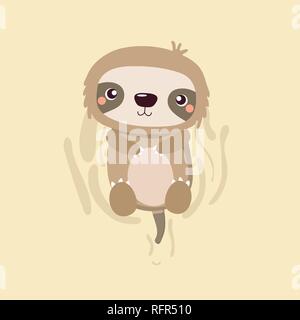 cute sloth on pastel background. Stock Vector
