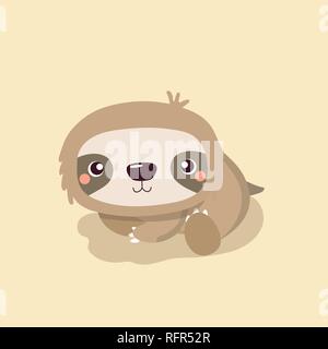 cute sloth on pastel background. Stock Vector
